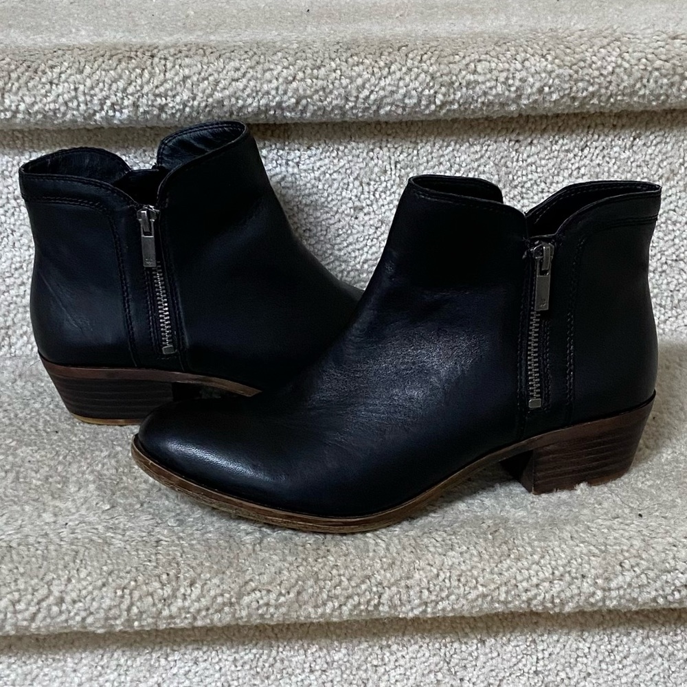 LUCKY BRAND WOMENS BASEL ANKLE /LEATHER BOOTIE/BLACK/SIZE 9.5